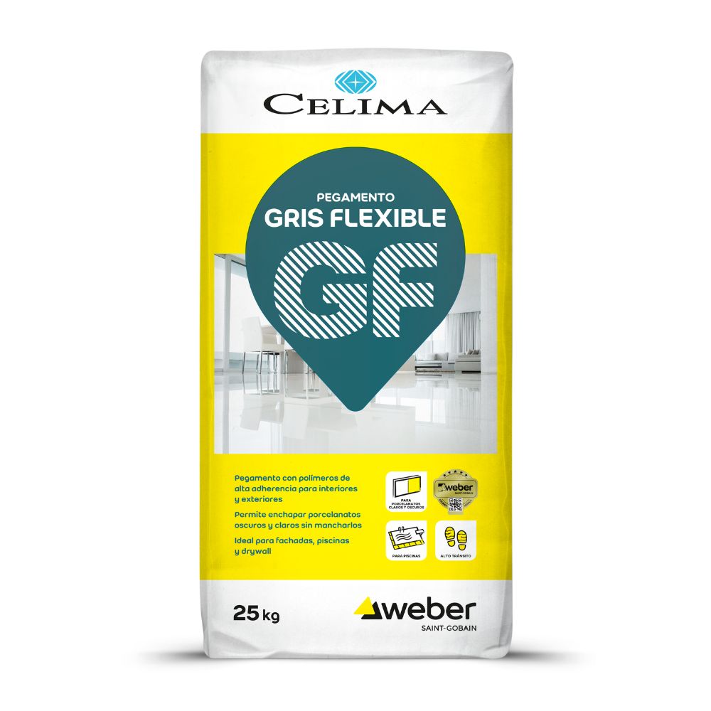 PEGAMENTO GRIS FLEXIBLE 25KG CELIMA
